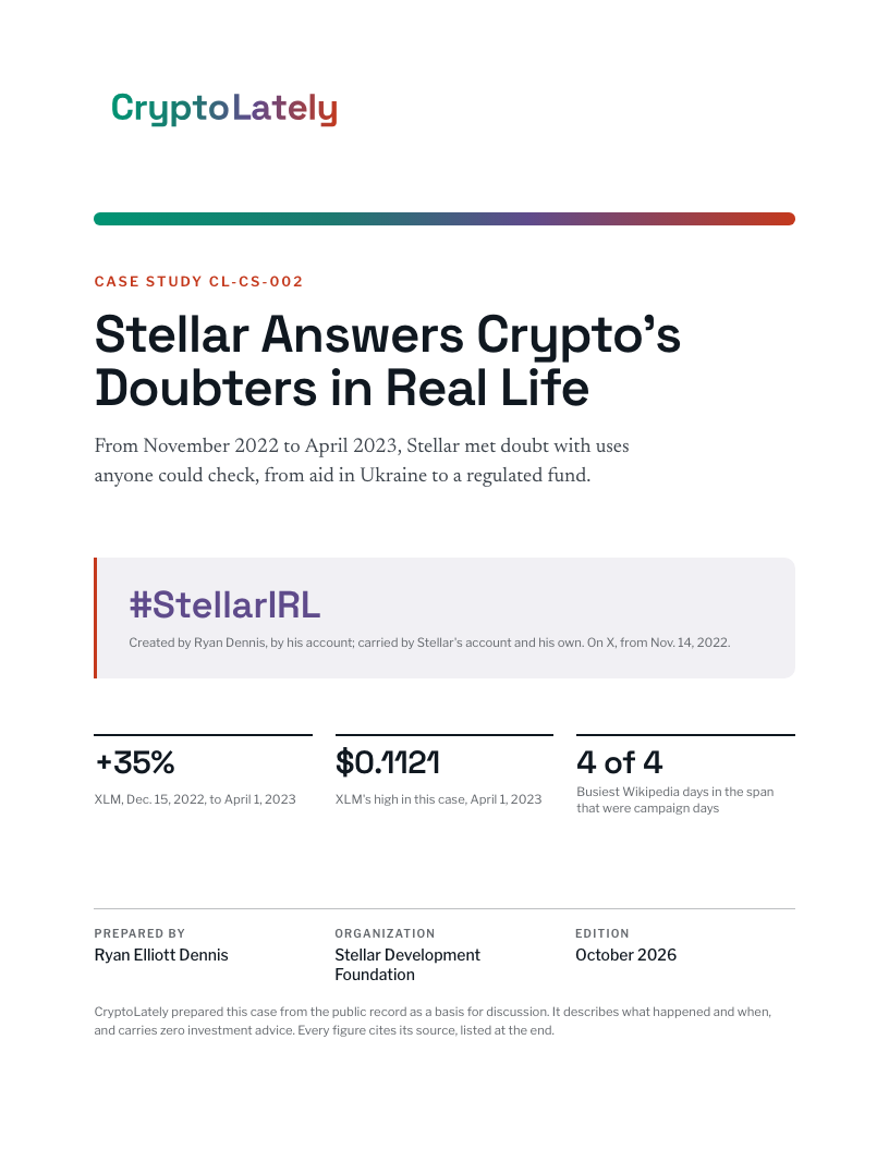 Cover of the PDF: Stellar Answers Crypto's Doubters in Real Life