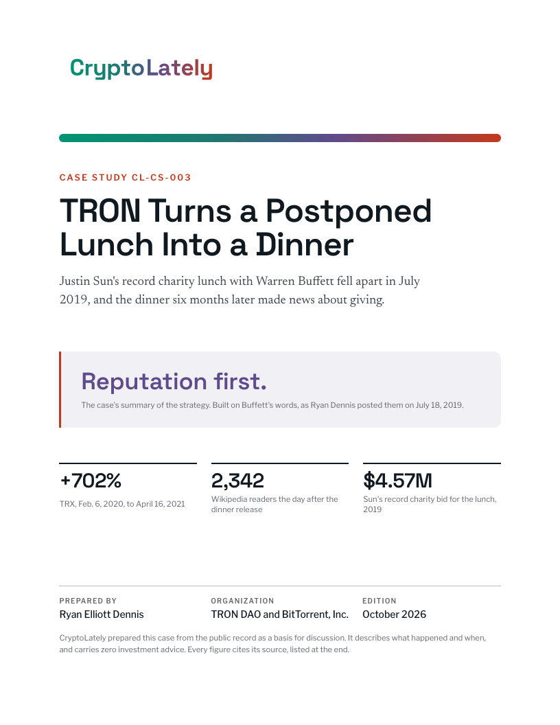 Cover of the PDF: TRON Turns a Postponed Lunch Into a Dinner
